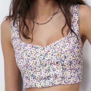 Zara Multicolor Floral Buttoned Tank Top